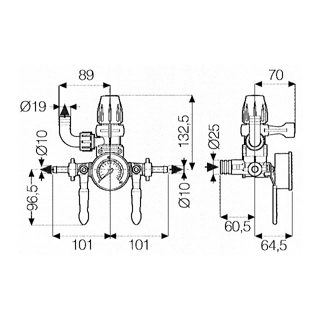 Distributeur 2 Voies Pression Maxi 15 BAR 1204046200 référence fournisseur 30540080